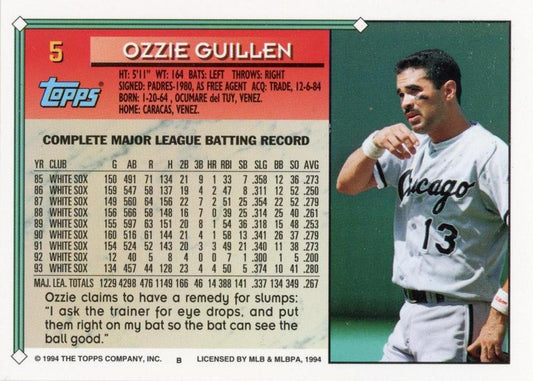 1994 TOPPS Ozzie Guillen # 5 Chicago White Sox