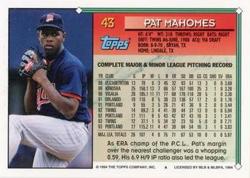 1994 Topps Pat Mahomes # 43 Minnesota Twins