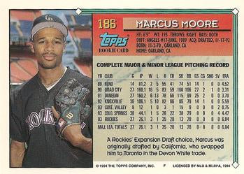 1994 Topps Marcus Moore RC # 186 Colorado Rockies