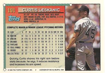 1994 Topps Curtis Leskanic # 191 Colorado Rockies