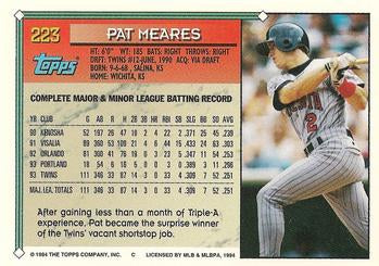 1994 Topps Pat Meares # 223 Minnesota Twins