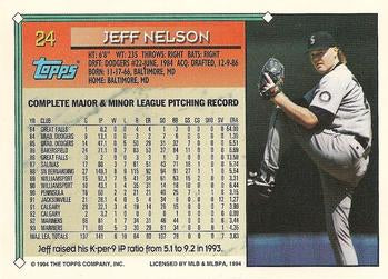 1994 Topps Jeff Nelson # 24 Seattle Mariners