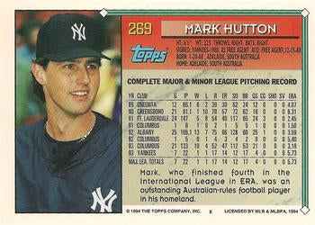 1994 Topps Mark Hutton # 269 New York Yankees
