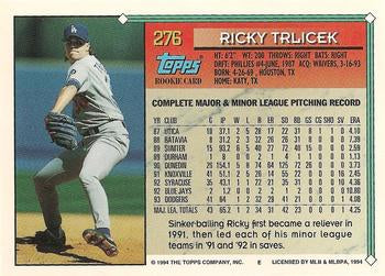 1994 Topps Ricky Trlicek RC # 276 Los Angeles Dodgers