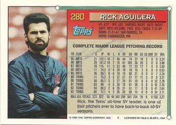 1994 Topps Rick Aguilera # 280 Minnesota Twins