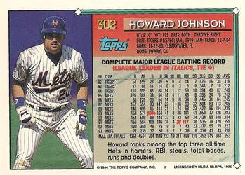 1994 Topps Howard Johnson # 302 New York Mets