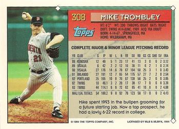 1994 Topps Mike Trombley # 308 Minnesota Twins