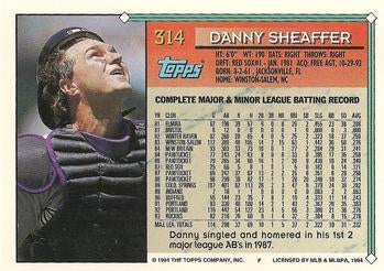 1994 Topps Danny Sheaffer # 314 Colorado Rockies