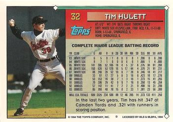 1994 Topps Tim Hulett # 32 Baltimore Orioles