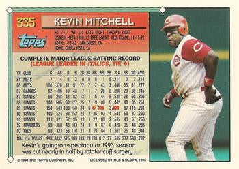 1994 Topps Kevin Mitchell # 335 Cincinnati Reds