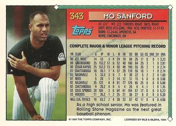 1994 Topps Mo Sanford # 343 Colorado Rockies