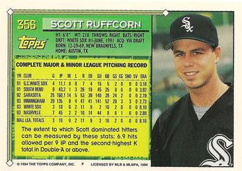 1994 Topps Scott Ruffcorn FS # 356 Chicago White Sox