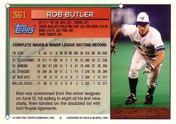 1994 Topps Rob Butler # 361 Toronto Blue Jays