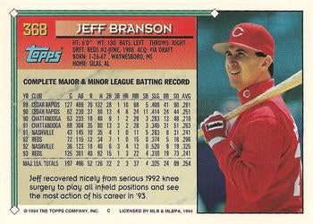 1994 Topps Jeff Branson # 368 Cincinnati Reds