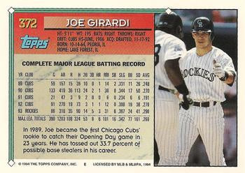 1994 Topps Joe Girardi # 372 Colorado Rockies