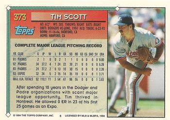 1994 Topps Tim Scott # 373 Montreal Expos