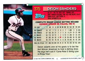 1994 Topps Deion Sanders # 375 Atlanta Braves
