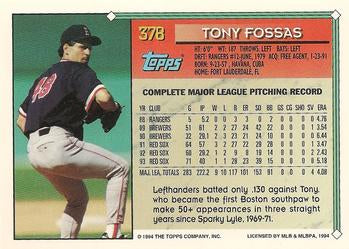 1994 Topps Tony Fossas # 378 Boston Red Sox