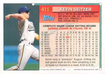 1994 Topps Kevin Seitzer # 411 Milwaukee Brewers