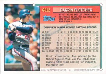 1994 Topps Darrin Fletcher # 412 Montreal Expos