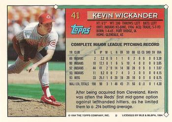 1994 Topps Kevin Wickander # 41 Cincinnati Reds
