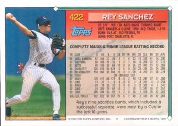 1994 Topps Rey Sanchez # 422 Chicago Cubs