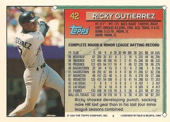 1994 Topps Ricky Gutierrez # 42 San Diego Padres
