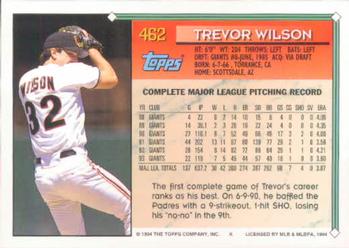 1994 Topps Trevor Wilson # 462 San Francisco Giants