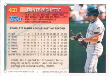1994 Topps Dante Bichette # 468 Colorado Rockies