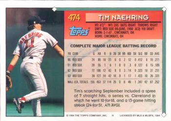 1994 Topps Tim Naehring # 474 Boston Red Sox