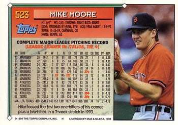 1994 Topps Mike Moore # 523 Detroit Tigers