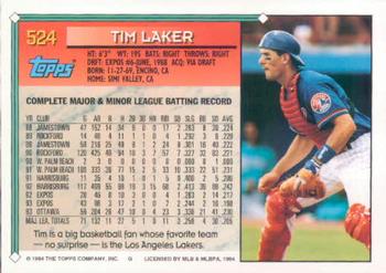 1994 Topps Tim Laker # 524 Montreal Expos
