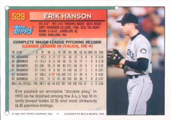 1994 Topps Erik Hanson # 529 Seattle Mariners