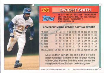 1994 Topps Dwight Smith # 536 Chicago Cubs
