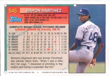 1994 Topps Ramon Martinez # 545 Los Angeles Dodgers
