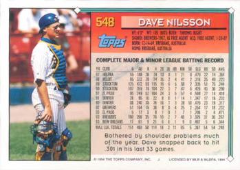 1994 Topps Dave Nilsson # 548 Milwaukee Brewers