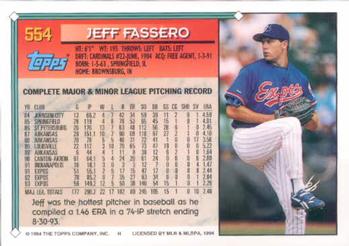 1994 Topps Jeff Fassero # 554 Montreal Expos