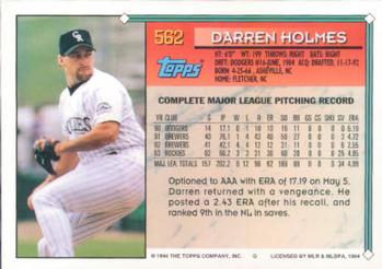1994 Topps Darren Holmes # 562 Colorado Rockies
