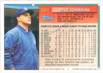 1994 Topps Mike Ignasiak # 564 Milwaukee Brewers