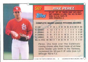 1994 Topps Mike Perez # 567 St. Louis Cardinals