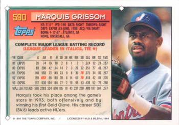 1994 Topps Marquis Grissom # 590 Montreal Expos
