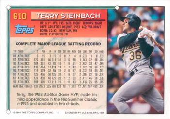 1994 Topps Terry Steinbach # 610 Oakland Athletics