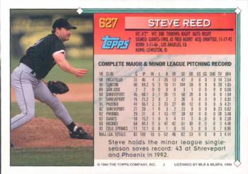 1994 Topps Steve Reed # 627 Colorado Rockies