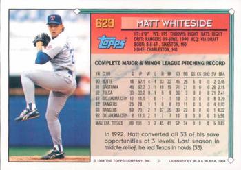 1994 Topps Matt Whiteside # 629 Texas Rangers