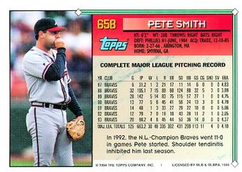 1994 Topps Pete Smith # 658 Atlanta Braves
