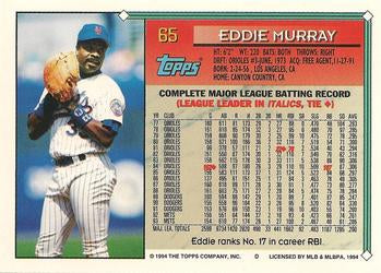 1994 Topps Eddie Murray # 65 New York Mets