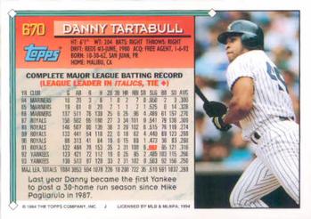 1994 Topps Danny Tartabull # 670 New York Yankees