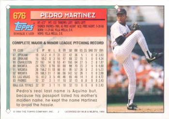 1994 Topps Pedro Martinez RC # 676 San Diego Padres
