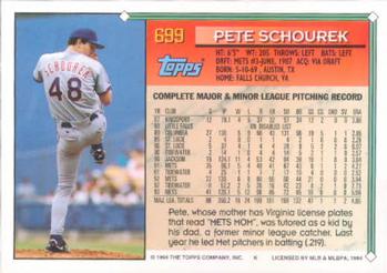 1994 Topps Pete Schourek # 699 New York Mets