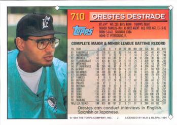 1994 Topps Orestes Destrade # 710 Florida Marlins